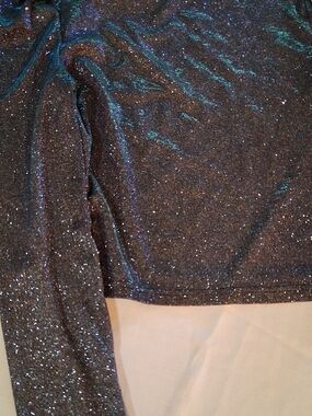 SHEIN Glitter Knit Long-Sleeve Top in Black with Multicolor Sparkle L 260877